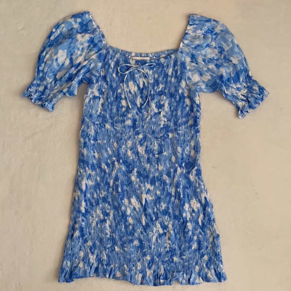 Faithfull The Brand | Magnolia Smocked Mini Dress Blue Roos Tie Dye (M/6) - Picture 16 of 16